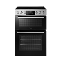 Midea MFO24EME4R118-SS 60cm Double Oven FS Cooker with Ceramic Hob - Stainless Steel - AA Rated
