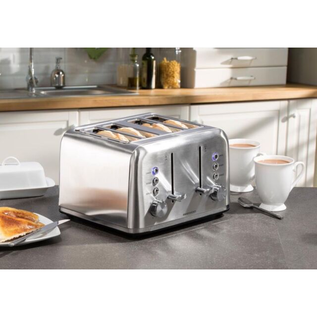 Daewoo SDA2082GE Kensington 4 Slice Toaster - Stainless Steel