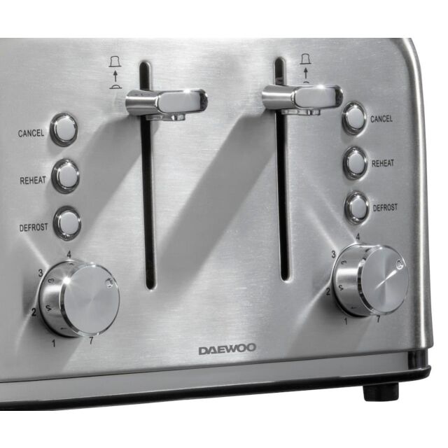 Daewoo SDA2082GE Kensington 4 Slice Toaster - Stainless Steel