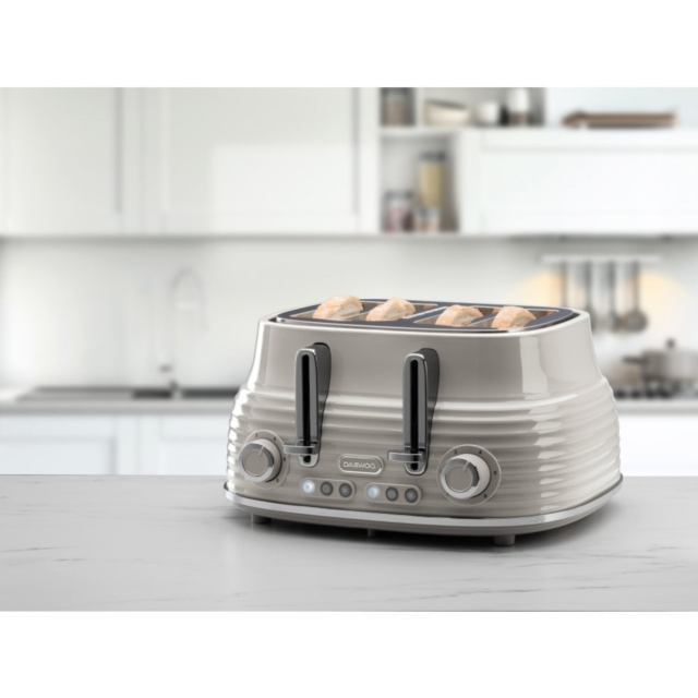 Daewoo SDA2485GE Sienna 4 Slice Toaster Taupe