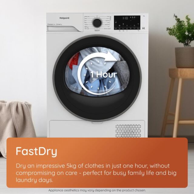 Hotpoint CHD94MGBSUK Fabric Care 9kg Heat Pump Tumble Dryer with HomeWhiz
