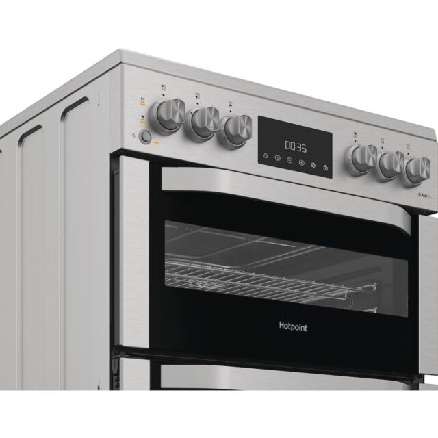 Hotpoint HDE6VDCASX Freestanding 50cm Electric Double Cooker - Inox