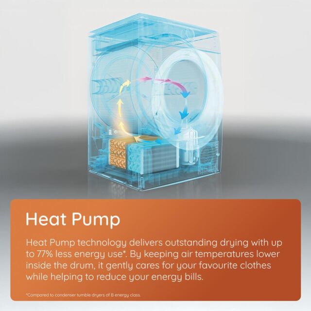 Hotpoint CHD94MGBSUK Fabric Care 9kg Heat Pump Tumble Dryer with HomeWhiz