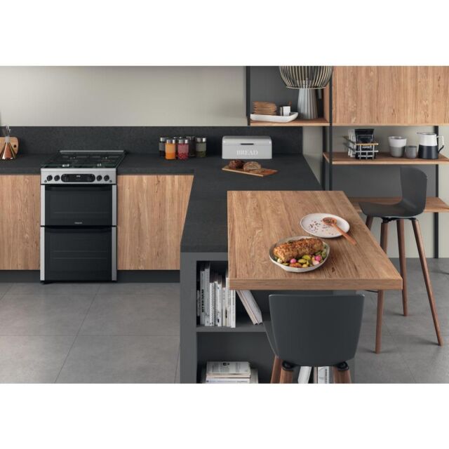 Hotpoint HDM67G0CCX/UK 60cm Double Gas Cooker - Inox