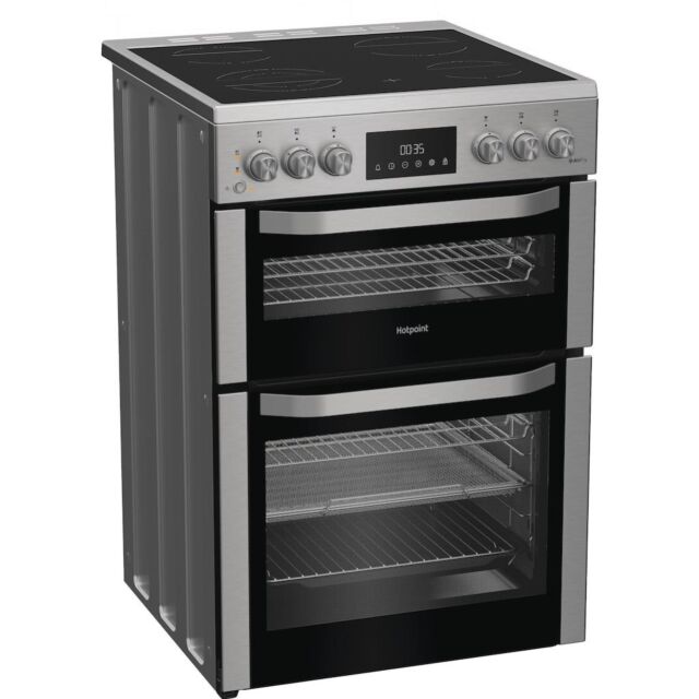 Hotpoint HDE6VDCASX Freestanding 50cm Electric Double Cooker - Inox