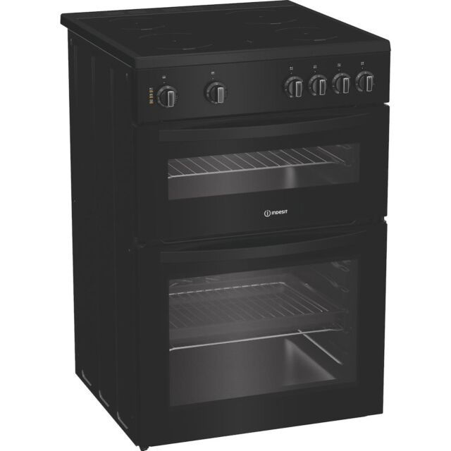 Indesit IDE6VMB 60cm Electric Cooker with Ceramic Hob - Black