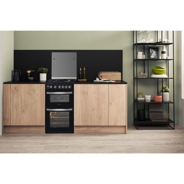 Hotpoint HD5G00CCBK/UK Gas Freestanding 50cm Double Cooker - Black