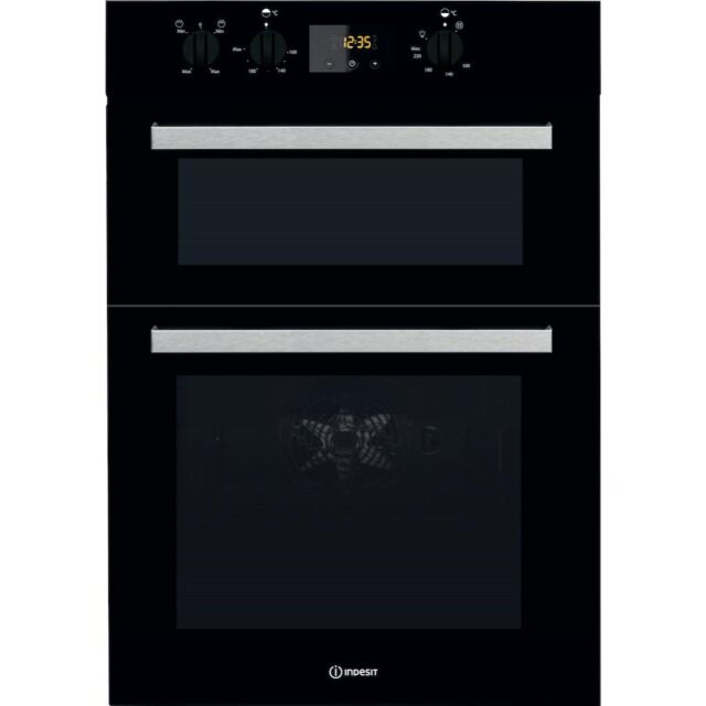 Indesit Aria IDD 6340 BL Electric Double Built-In Oven in Black