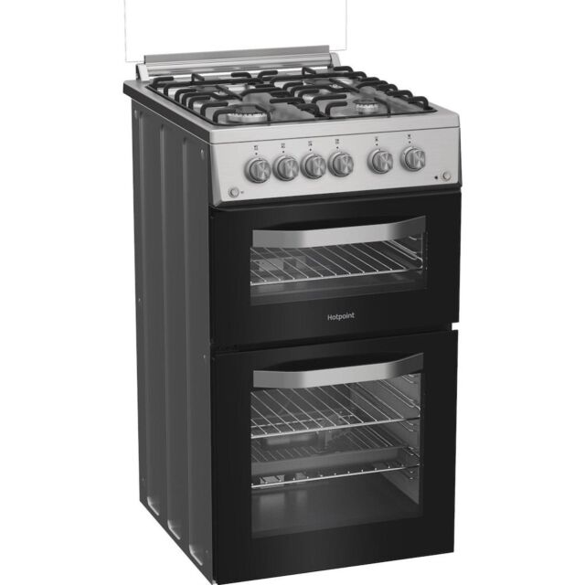 Hotpoint HDG5GCX Freestanding 50cm Gas Double Cooker - Inox