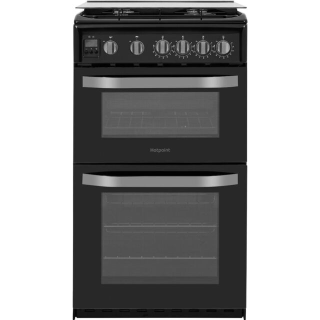 Hotpoint HD5G00CCBK/UK Gas Freestanding 50cm Double Cooker - Black