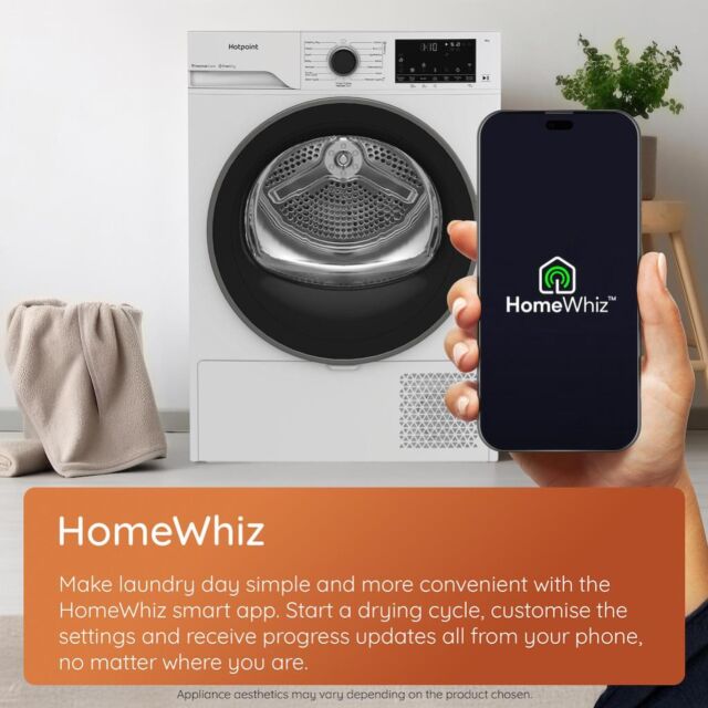 Hotpoint CHD94MGBSUK Fabric Care 9kg Heat Pump Tumble Dryer with HomeWhiz