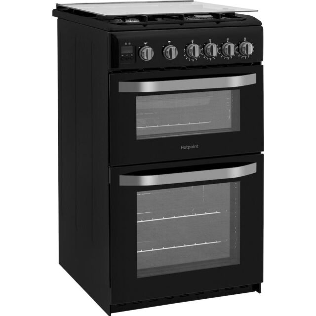 Hotpoint HD5G00CCBK/UK Gas Freestanding 50cm Double Cooker - Black