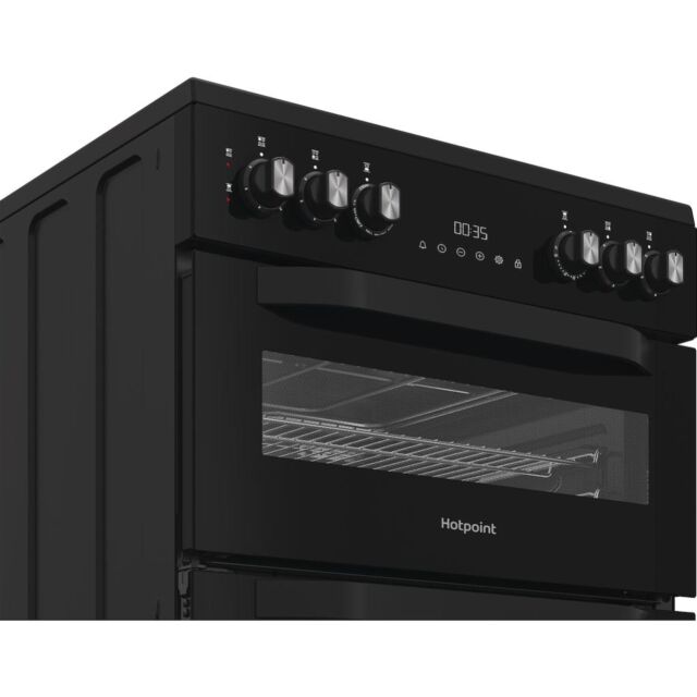Hotpoint HDE6VDB1 60cm Freestanding Electric Double Oven Cooker with Multiflow