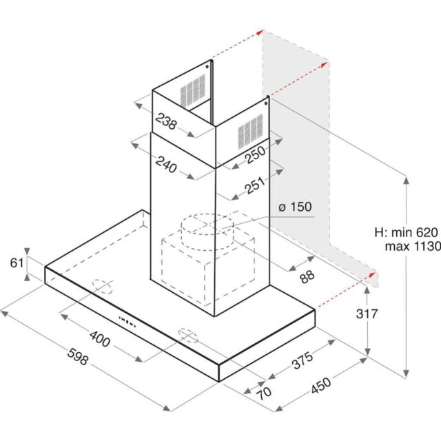 Hotpoint PHBS6.8FLTIX Hood - Stainless Steel