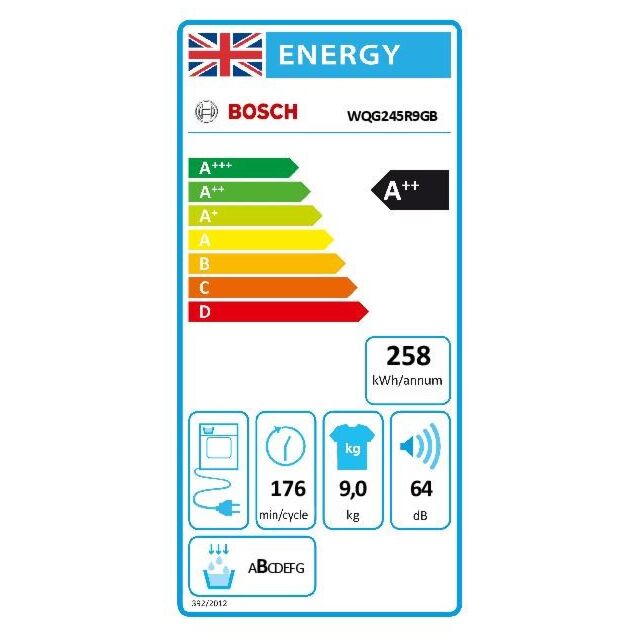 Bosch WQG245R9GB, Heat pump tumble dryer