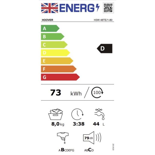 Hoover H3W 48TE 8kg 1400 Spin Freestanding Washing Machine