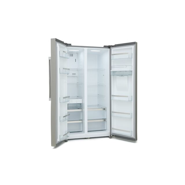 Montpellier M520WDS Side-By-Side Fridge Freezer in Silver