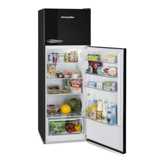 Montpellier MAB346K Retro Top Mount Fridge Freezer in Black