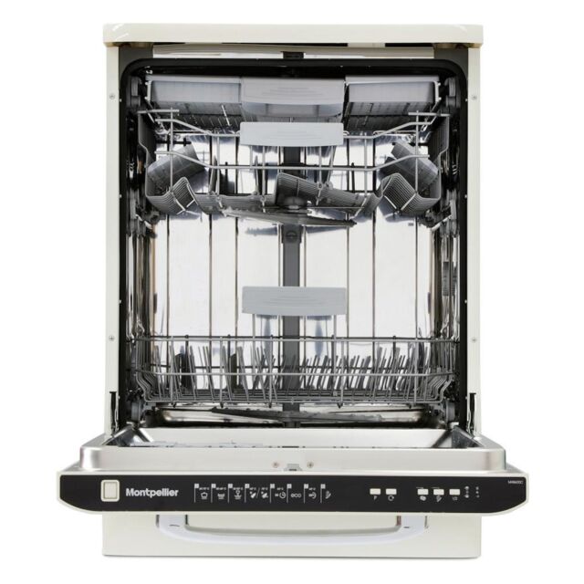Montpellier MAB1353C 60cm Full Door Retro Style Dishwasher in Cream