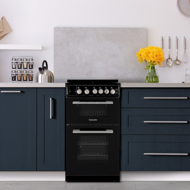 Montpellier MDOG50LK 50cm Double Gas Cooker in Black