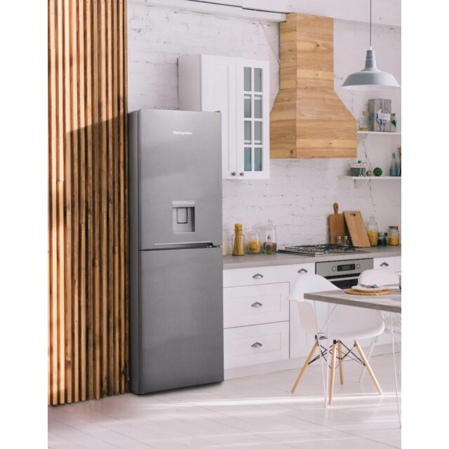 Montpellier MFF185DX 50/50 Frost Free Fridge Freezer in Inox with Water Dispenser