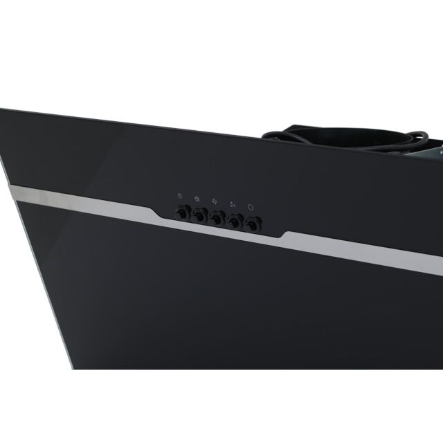 Montpellier MHD650BK 60cm Slanted Black Glass Hood
