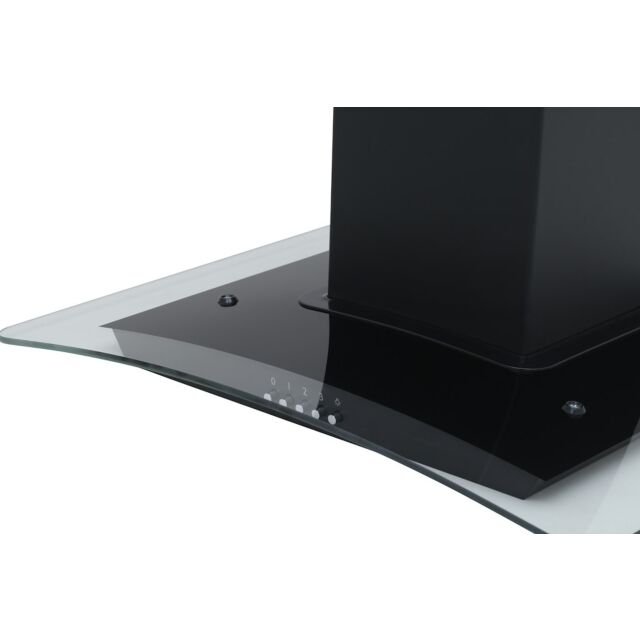 Montpellier MHE600LBK 60cm Curved Glass Black Chimney Hood with LED Edge Lighting