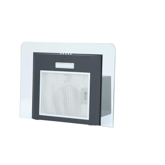 Montpellier MHE600LBK 60cm Curved Glass Black Chimney Hood with LED Edge Lighting