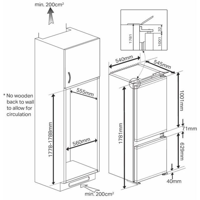 Montpellier MIFF7301F Integrated Frost Free Fridge Freezer