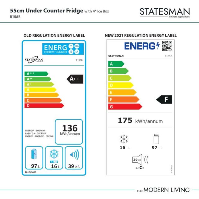 Statesman R155B 55cm Undercounter Fridge with 4* Ice Box