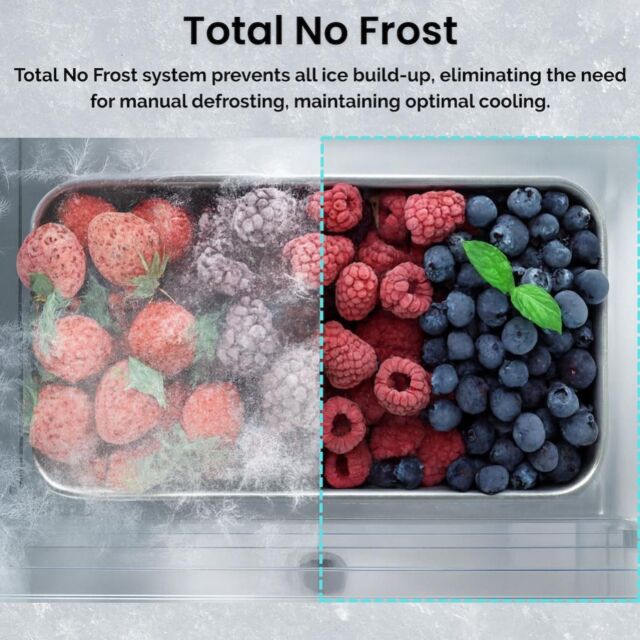 Teknix FFH1865BIX 60cm 70/30 Fridge Freezer Total No Frost with Metal Tech Cooling - Black Steel