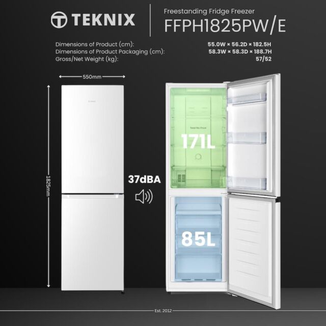 Teknix FFPH1825PW/E 55cm 50/50 Fridge Freezer Total No Frost - White