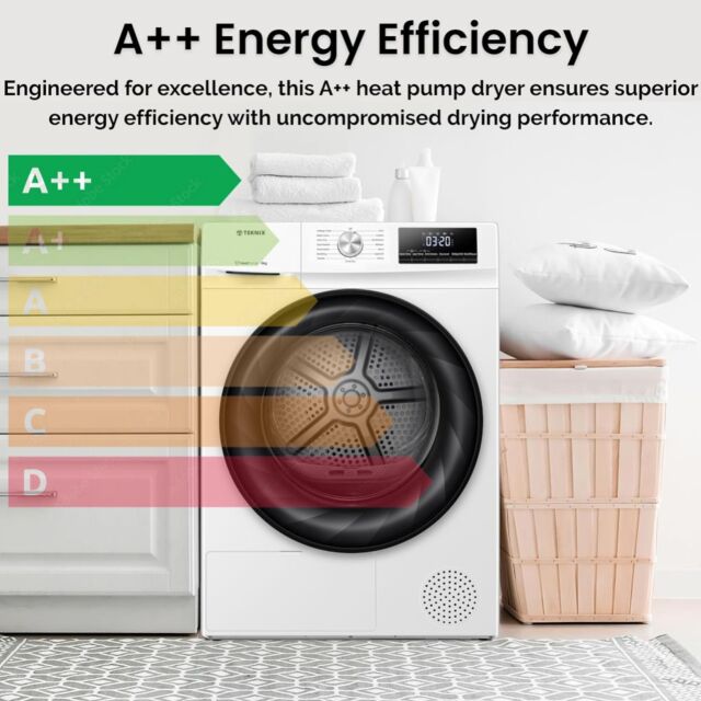 Teknix TKHP8HW 8kg Heat Pump Tumble Dryer - White