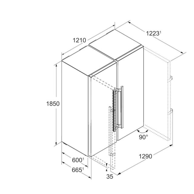 Liebherr SBSes8773 635L Freestanding Fridge Freezer Side by Side Combination