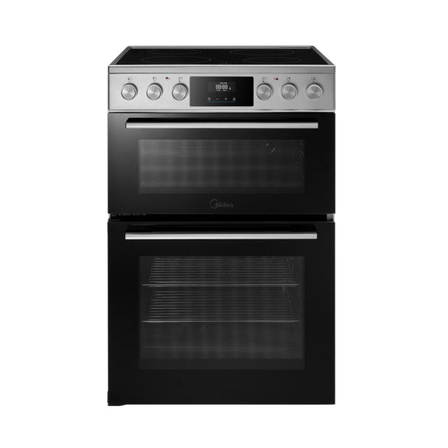 Midea MFO24EME4R118-SS 60cm Double Oven FS Cooker with Ceramic Hob - Stainless Steel - AA Rated