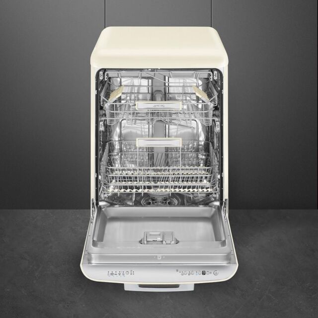 Smeg DFFABCR 60cm 50s Style Freestanding Dishwasher, Cream