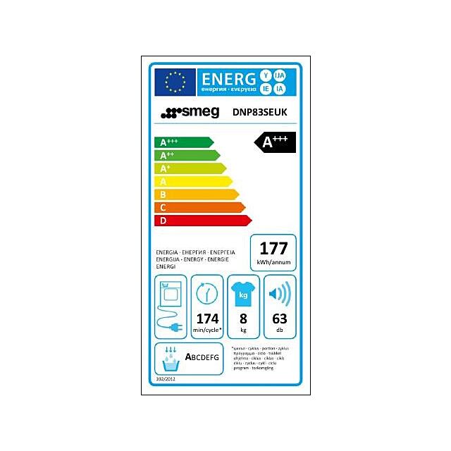 Smeg DNP83SEUK 60cm 8kg Heat Pump Condenser Tumble Dryer, White
