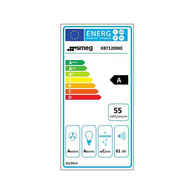 Smeg KBT1200XE 120cm Chimney Hood, Stainless Steel