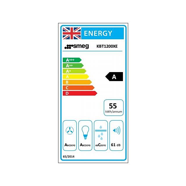 Smeg KBT1200XE 120cm Chimney Hood, Stainless Steel