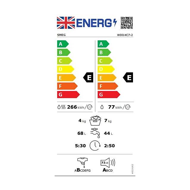 Smeg WDI14C7-2 60cm 7kg Fully Integrated Washer Dryer
