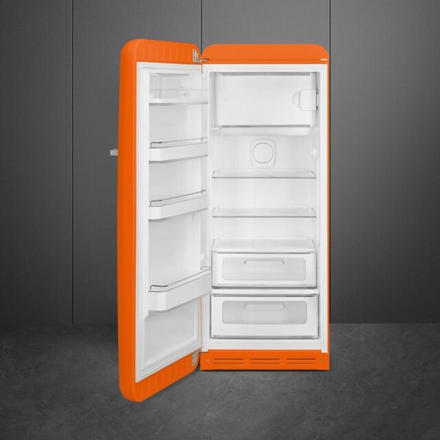 Smeg FAB28LOR5 60cm 50s Style Left Hand Hinge Fridge with Icebox, Orange