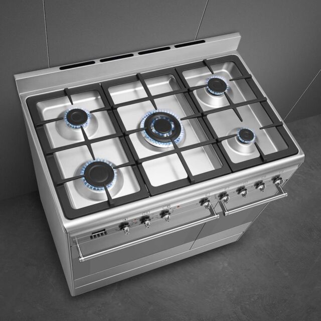 Smeg SUK92MX9-1 90cm Concert Dual Fuel Range Cooker, Stainless Steel