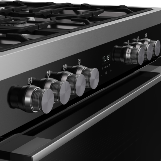 Belling RCA VISION SGL 90DF 90cm Dual Fuel Range Cooker - Black & Silver Steel