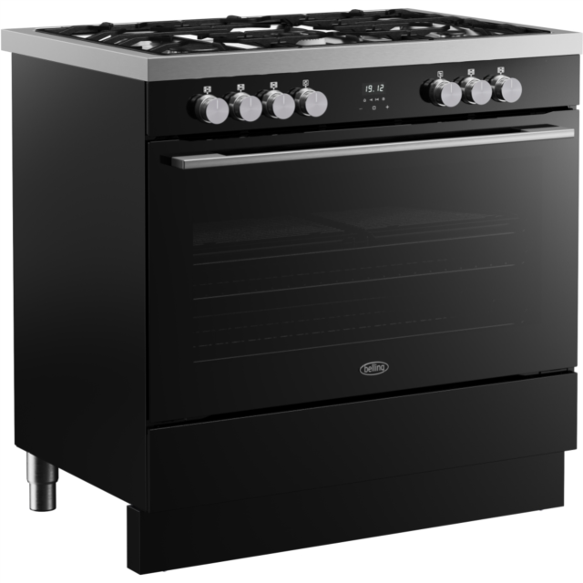 Belling RCA VISION SGL 90DF 90cm Dual Fuel Range Cooker - Black & Silver Steel