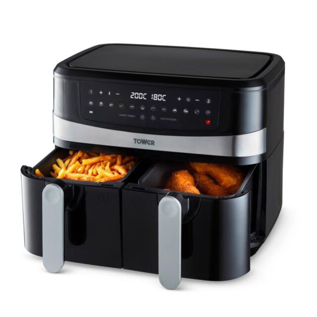Tower T17088 Air Fryer 9LT Dual Basket - Black