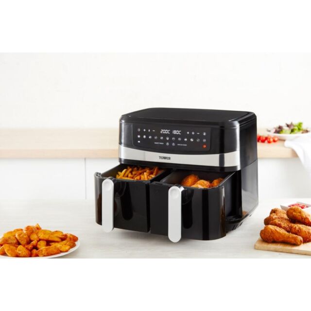 Tower T17088 Air Fryer 9LT Dual Basket - Black