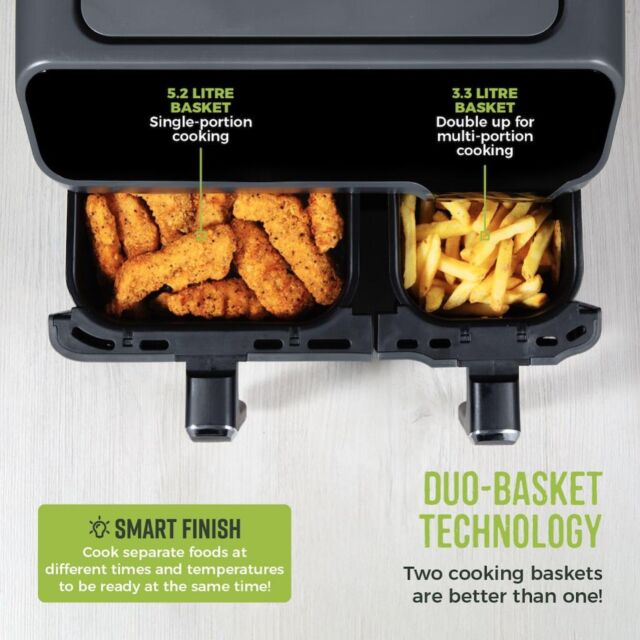 Tower T17099 Eco Duo Air Fryer Grey Digital 5.2L + 3.3L